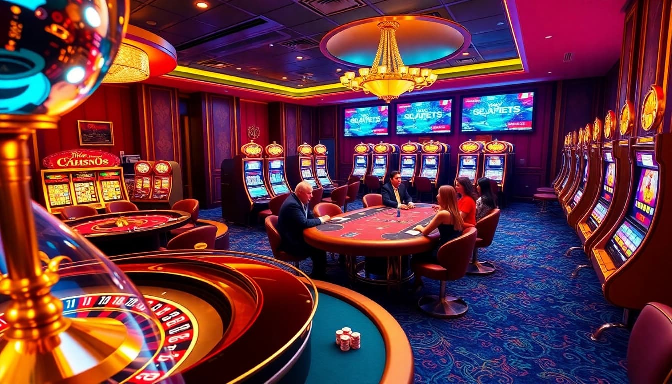 Players enjoying high-stakes poker and roulette at https://ax88.bid/, showcasing a luxurious casino experience.