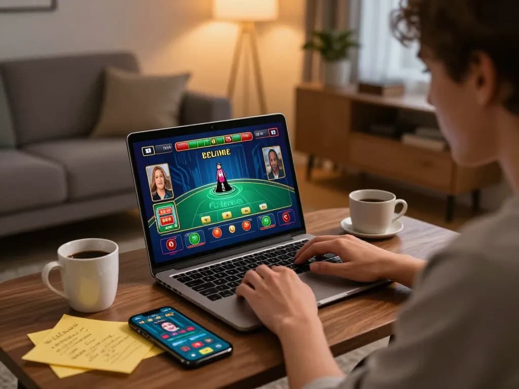 Engaging with online games at https://11win.nl/ on a laptop in a cozy living room setup.