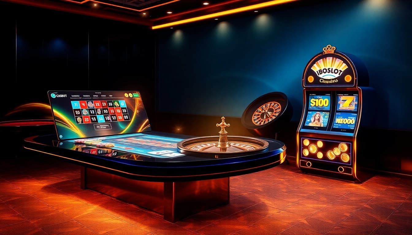 Experience the excitement of iboslot with vibrant virtual gaming elements and a luxurious digital casino.