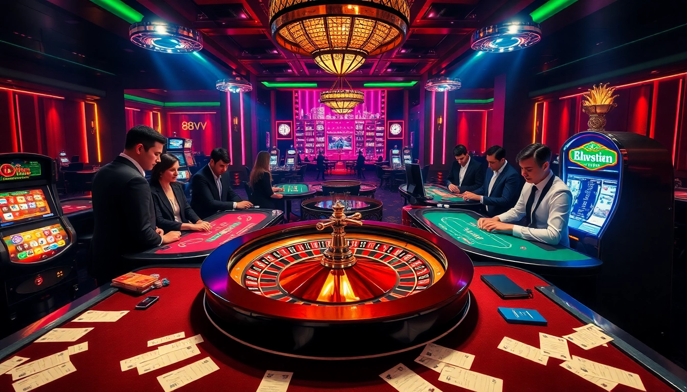 Experience thrilling gameplay at 88vv casino with professional gamblers enjoying the excitement of roulette.