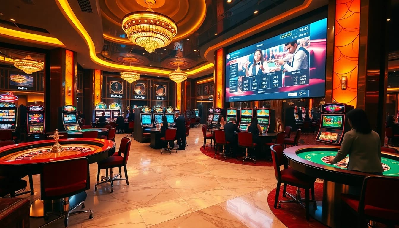 Engaging players at a vibrant casino scene, showcasing xx88.directory's online betting options.