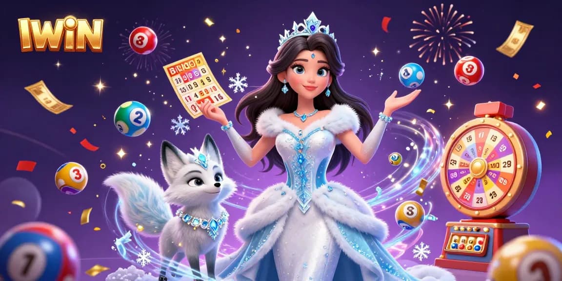 IWIN: Engage in thrilling lottery fun with vibrant balls and treasure-filled 3D illustration