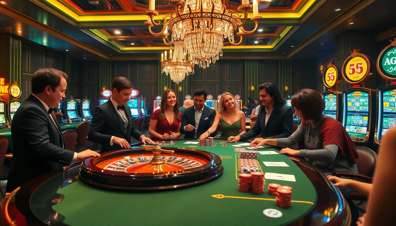 Experience high-stakes excitement at newphim's glamorous casino, featuring roulette and poker.