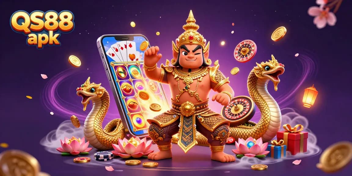 Experience the excitement of QS88 apk with vibrant characters showcasing a thrilling casino atmosphere.