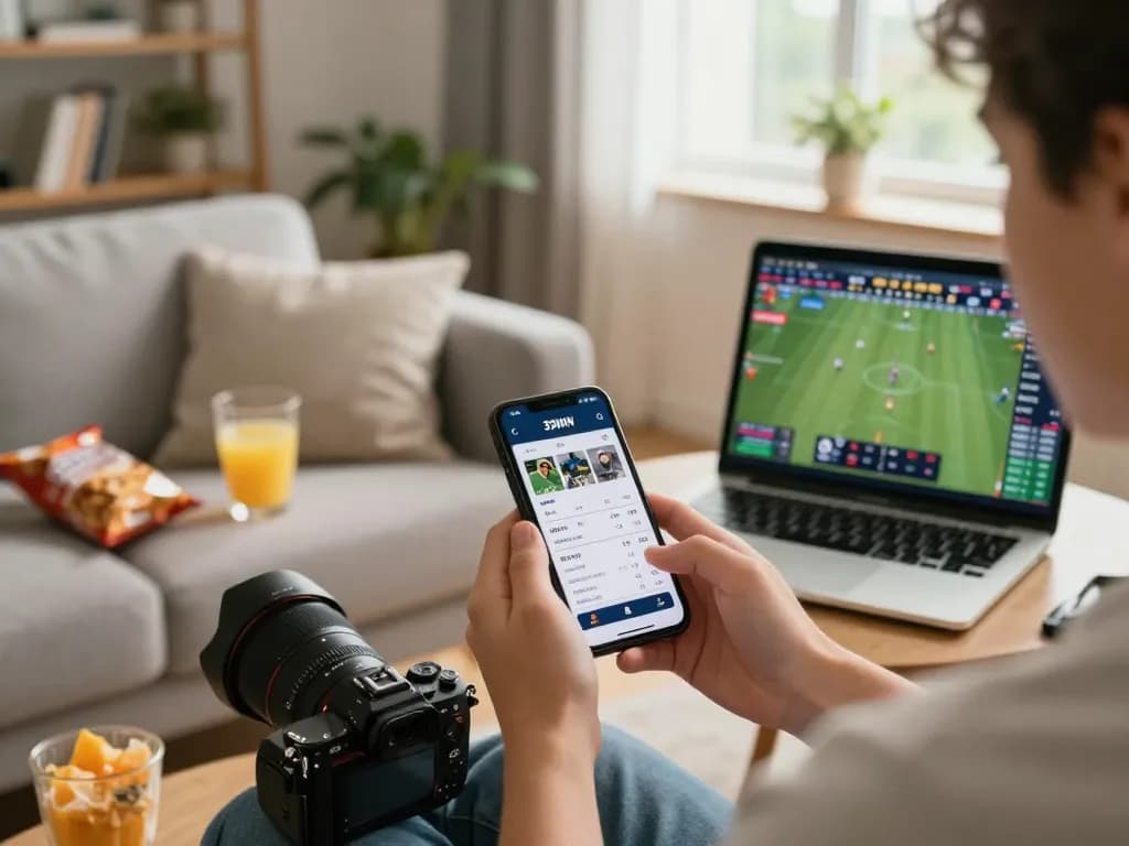 Engaging with 33WIN betting app for sports betting in a cozy home setting