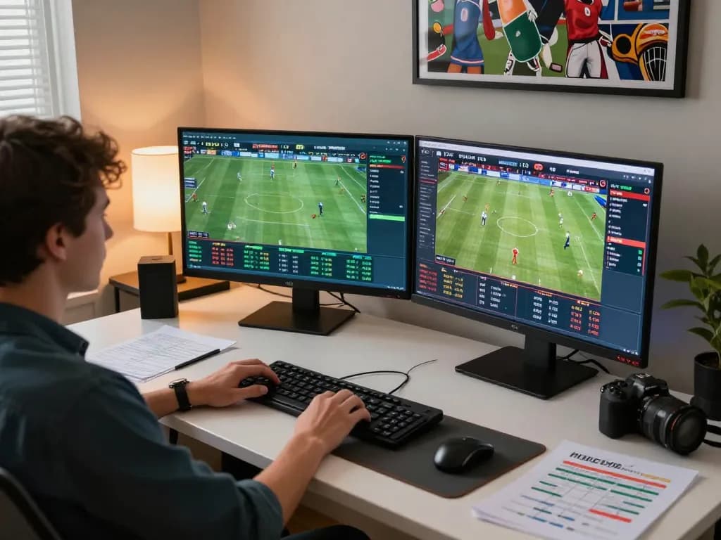 Evaluate odds and place bets on wala88 from a modern home office setup for an engaging experience.