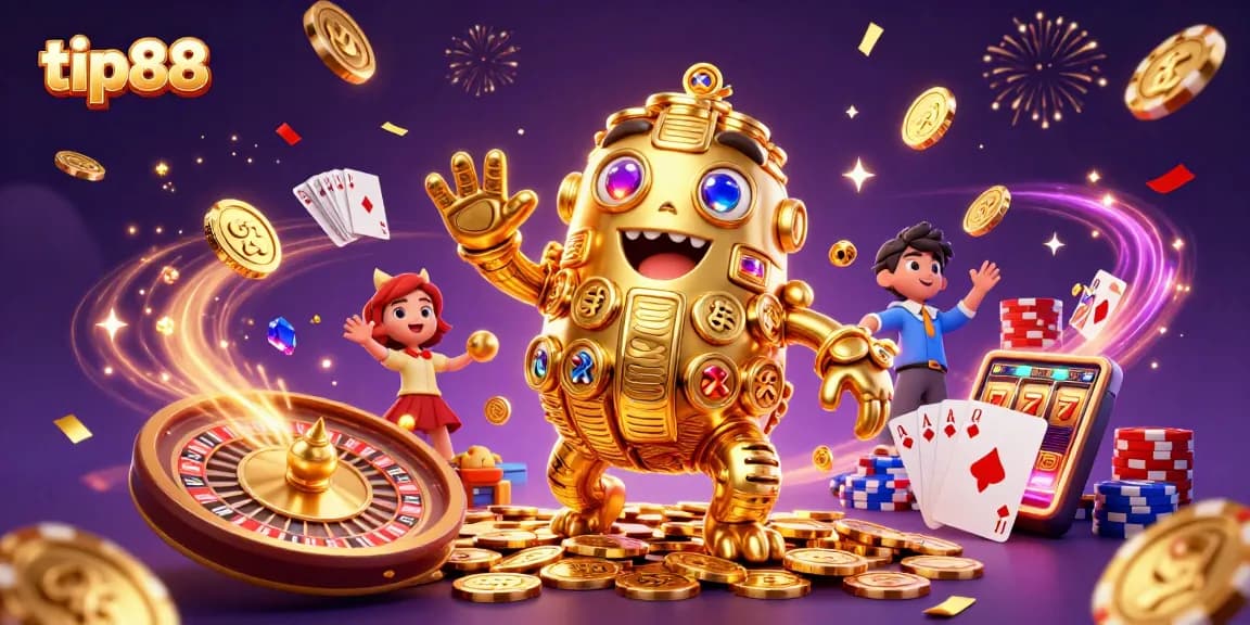 Win exciting jackpots with tip88's vibrant casino gameplay featuring golden slots and poker.