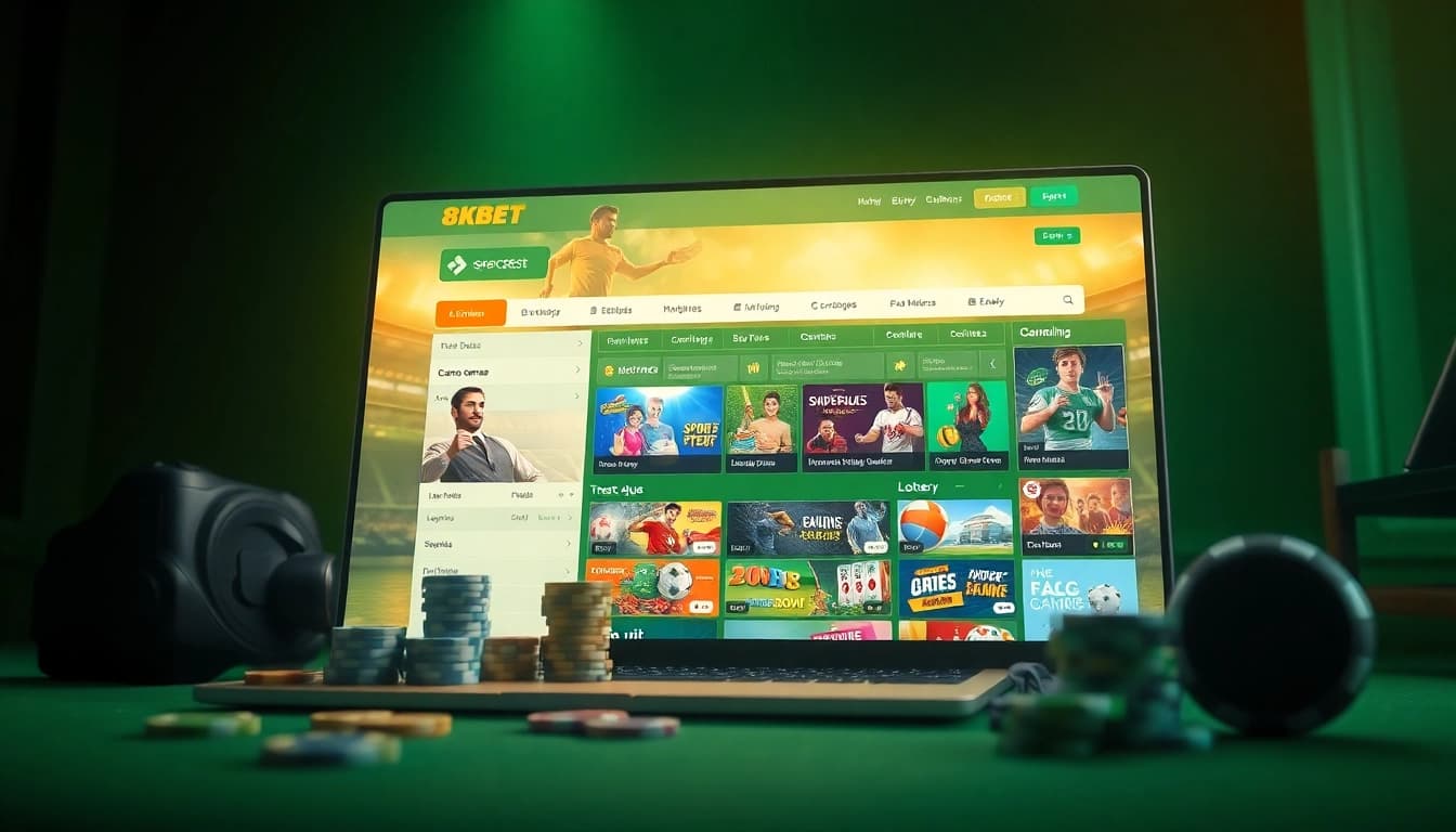 8kbet.com đăng nhập showcasing an engaging digital gaming interface with vibrant colors and elements.