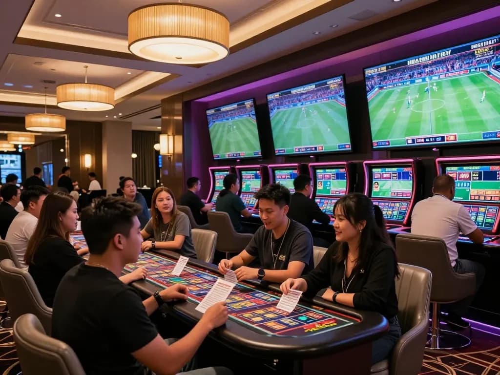 Engaged bettors experiencing the thrill of sports betting at 888top in a stylish lounge.