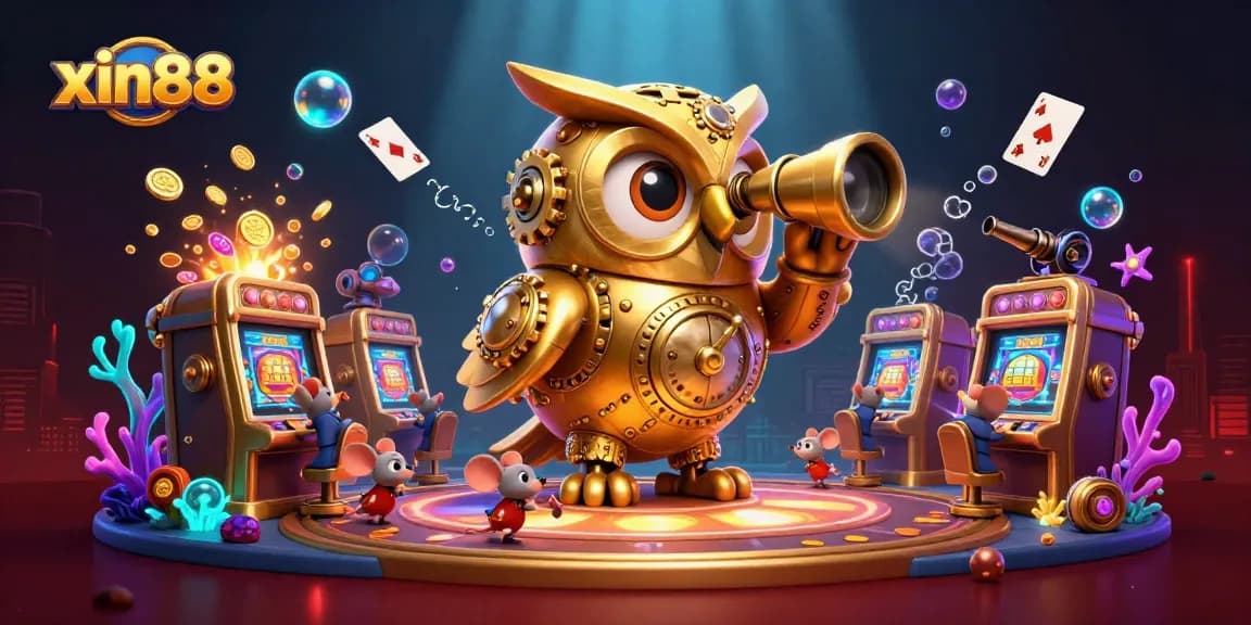 Experience the excitement of xin88 with a vibrant 3D casino illustration showcasing characters and dynamic slot elements.