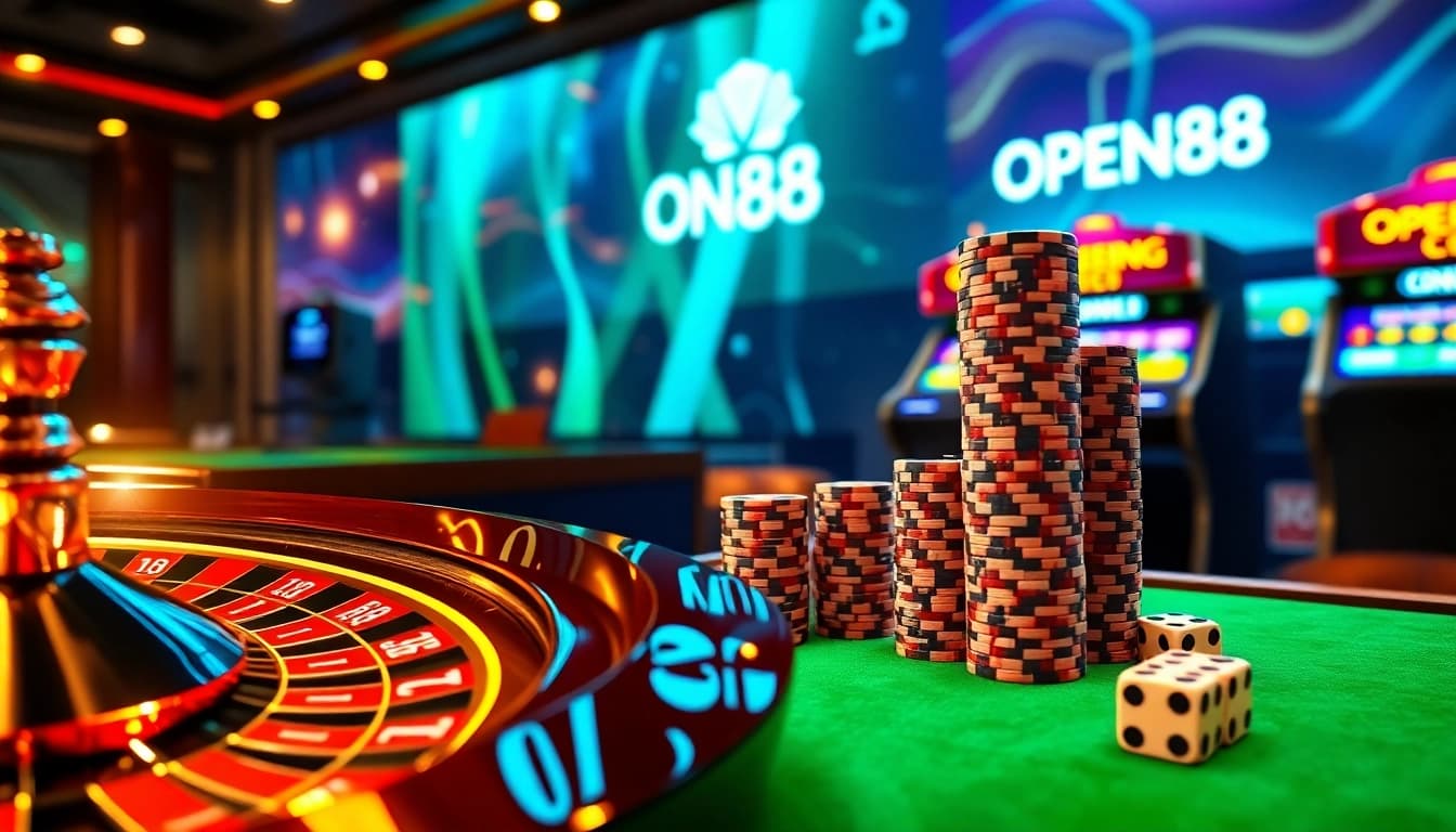 Experience luxury gaming at trang chủ OPEN88 with vibrant roulette wheels and poker tables.