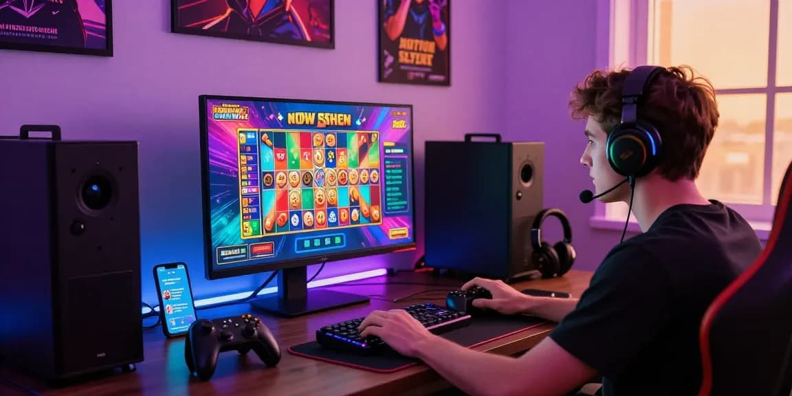 Engaging user playing xoso66 lottery game online with vibrant setup.