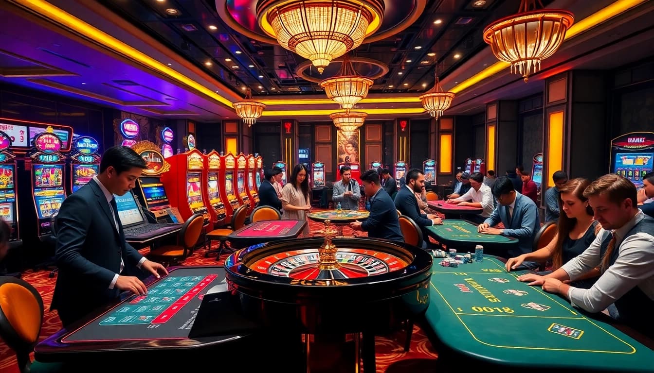 Experience the excitement of winning at https://net88.wtf/ with a luxurious casino scene featuring thrilling games.