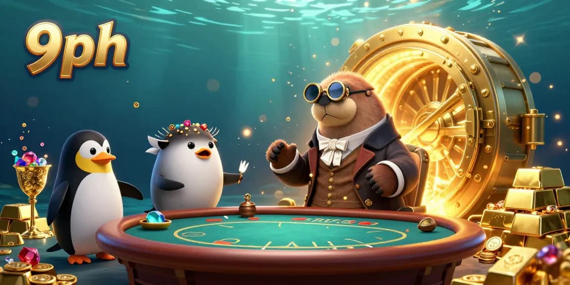 Play exciting games at 9ph with a jolly walrus and friends at an underwater poker table!