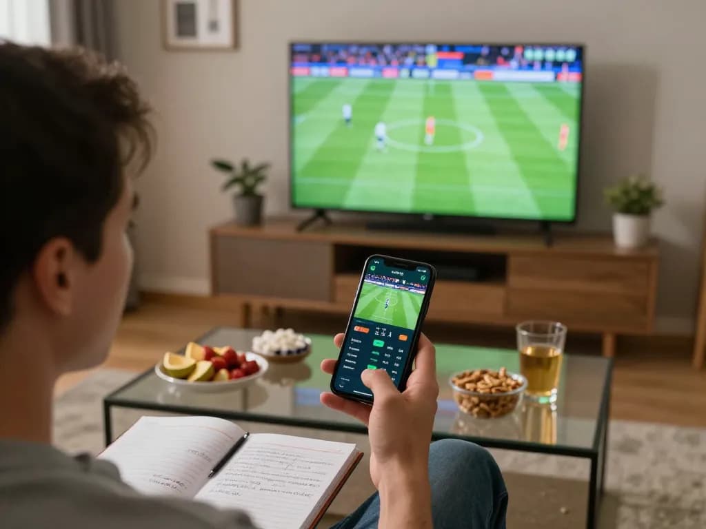 Exciting online sports betting activity as user engages with the app for ผลบอล while watching live match