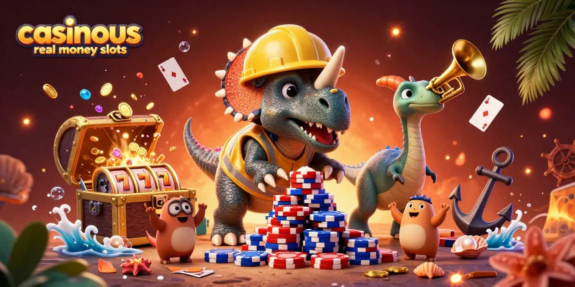 Experience the excitement of casinous real money slots with vibrant characters and dynamic casino elements.