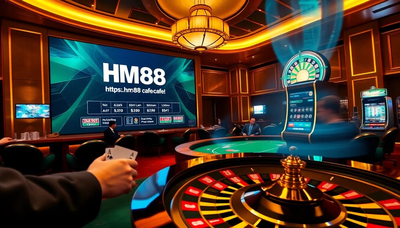 Engaging online gambling action at https://hm88.cafe/ with vibrant chips and live roulette wheel