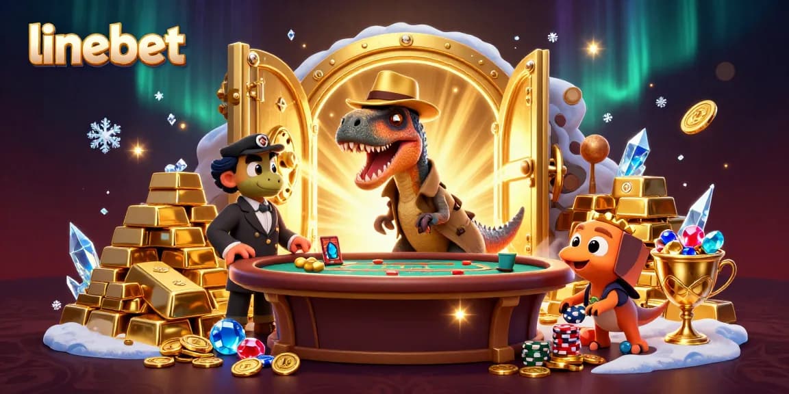 Experience thrilling linebet action with cartoon dinosaurs in a vibrant online casino scene.