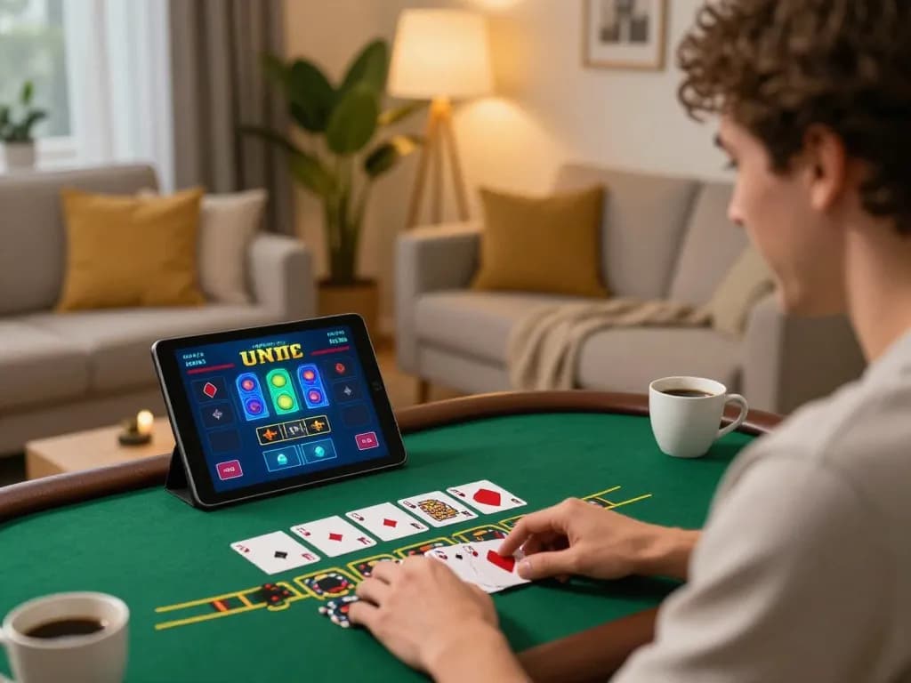 Experience thrilling live dealer blackjack with 789WIN on a cozy tablet setup.