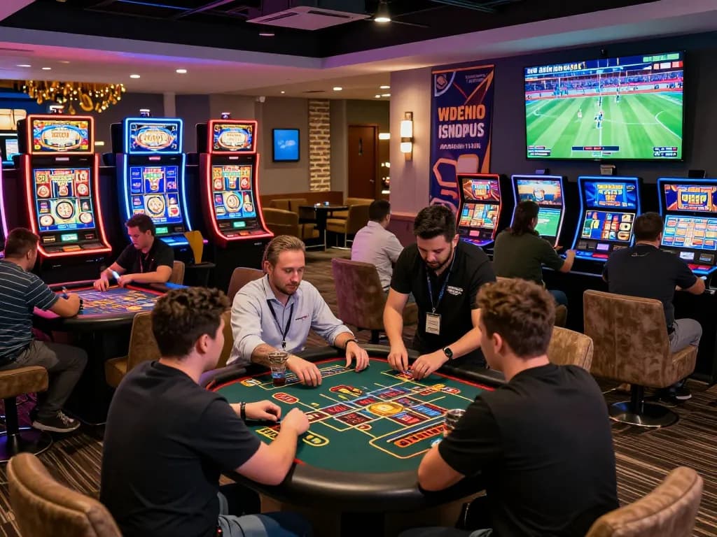 Exciting gaming experience at Xibet with players engaged in live casino and sports betting activities.