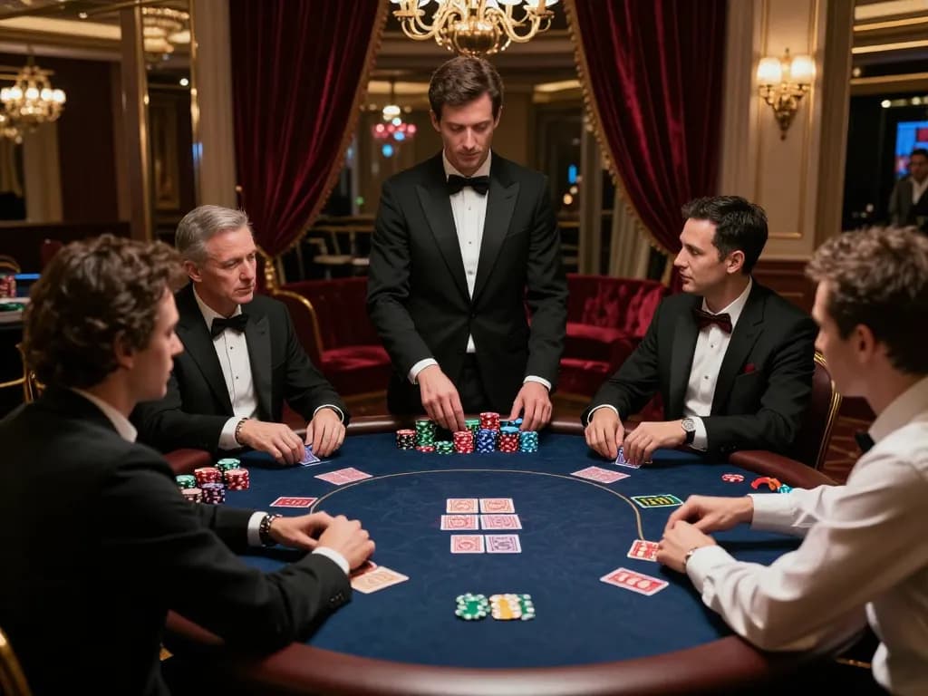 Engaged players strategizing at a high-stakes NK88 poker table in a luxury casino