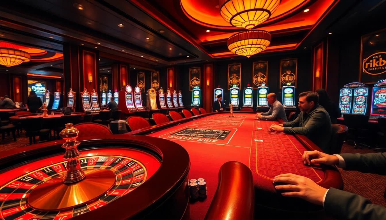 Experience the thrill of gambling at rikbet with exciting casino tables and colorful slot machines.