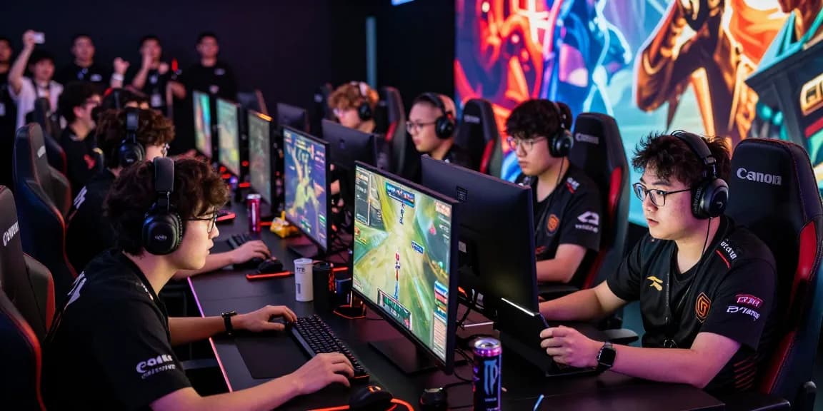 Intense esports competition featuring gamers and vibrant visuals, showcasing 123b in action-packed tournament.