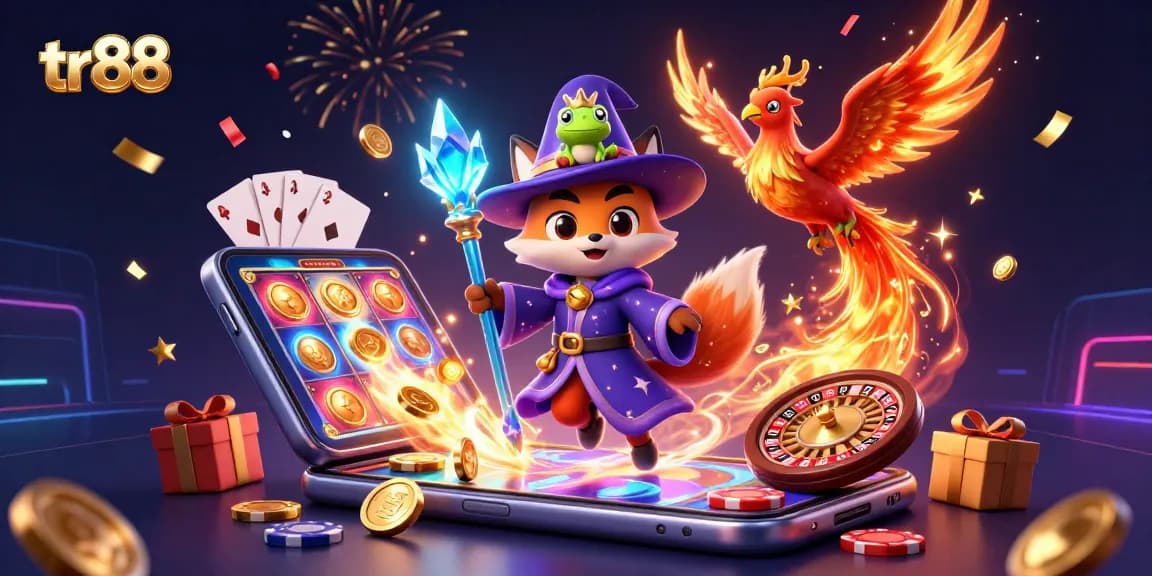 Experience the magic of tr88 with a wizard fox, phoenix, and glittering slots!