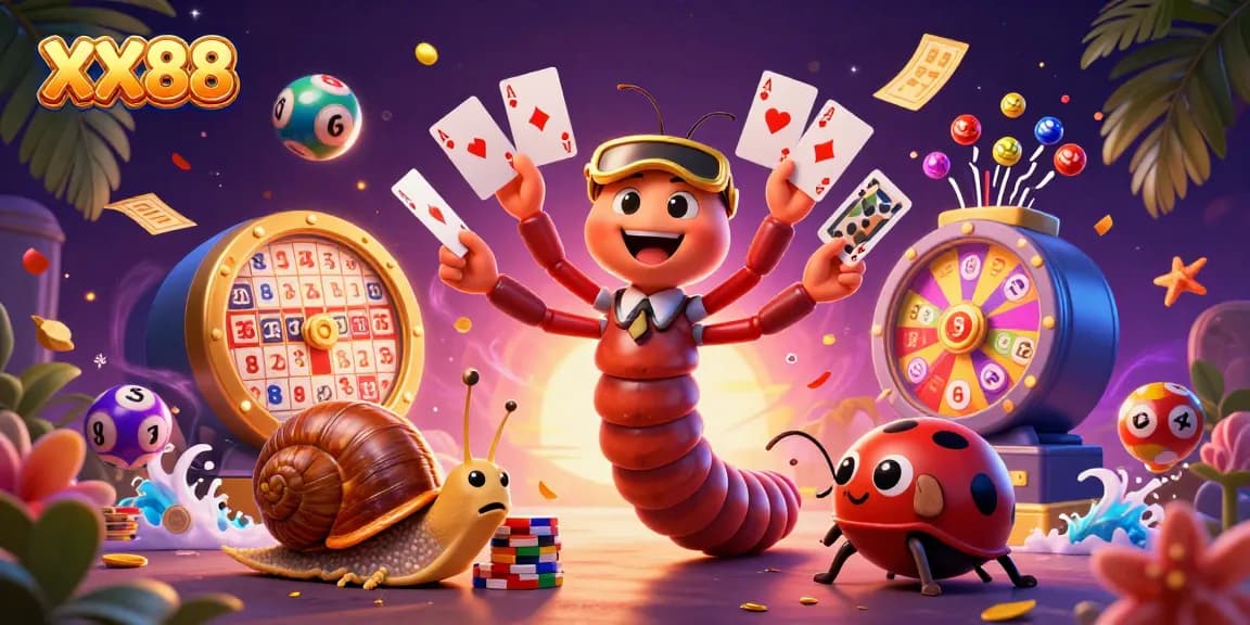 Experience thrilling gameplay with XX88, featuring vibrant casino elements and lively characters.