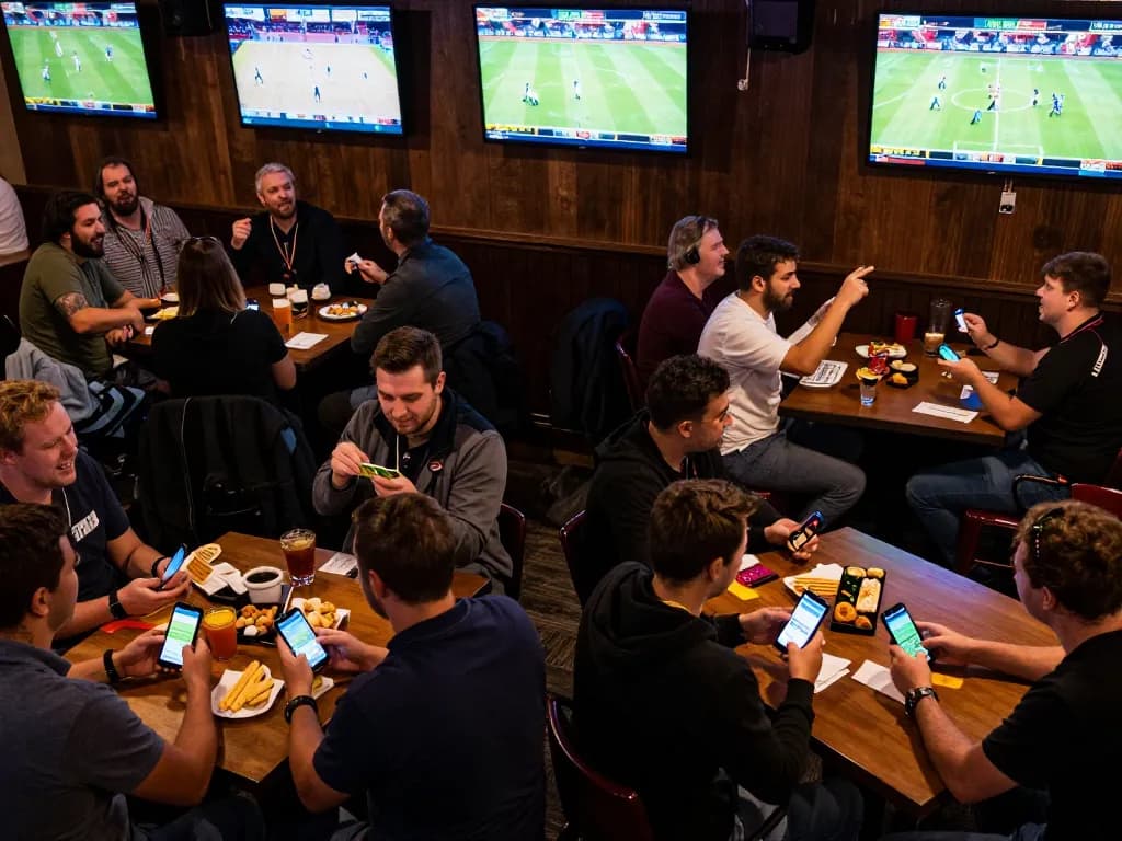 Fans actively placing bets on 888top during a sports event, creating an electrifying atmosphere