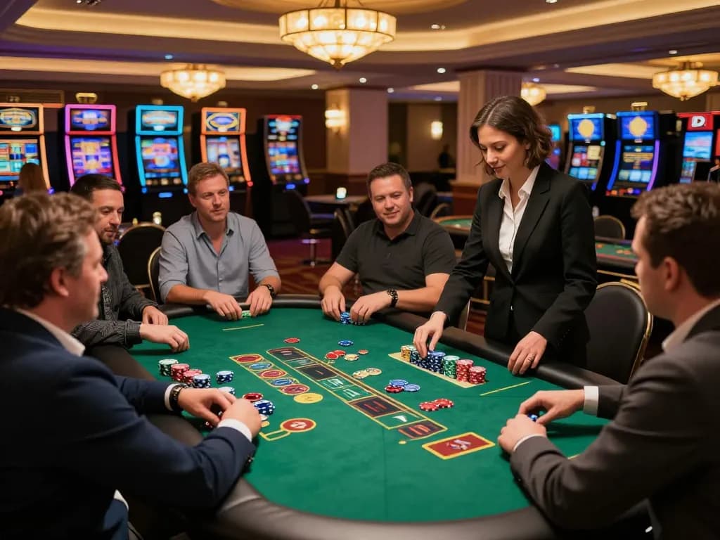 Players engaging with live dealer at LC88 blackjack table, showcasing interactive gameplay and betting excitement
