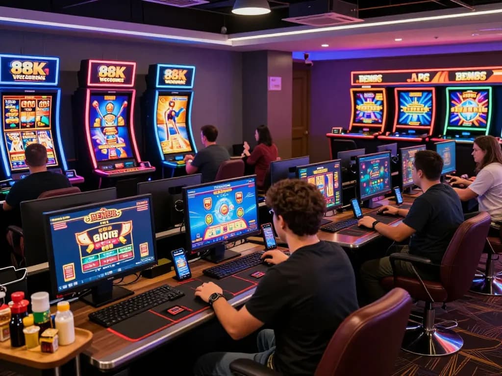 BEM88 online casino players enjoying thrilling games and promotions in a vibrant gaming atmosphere.