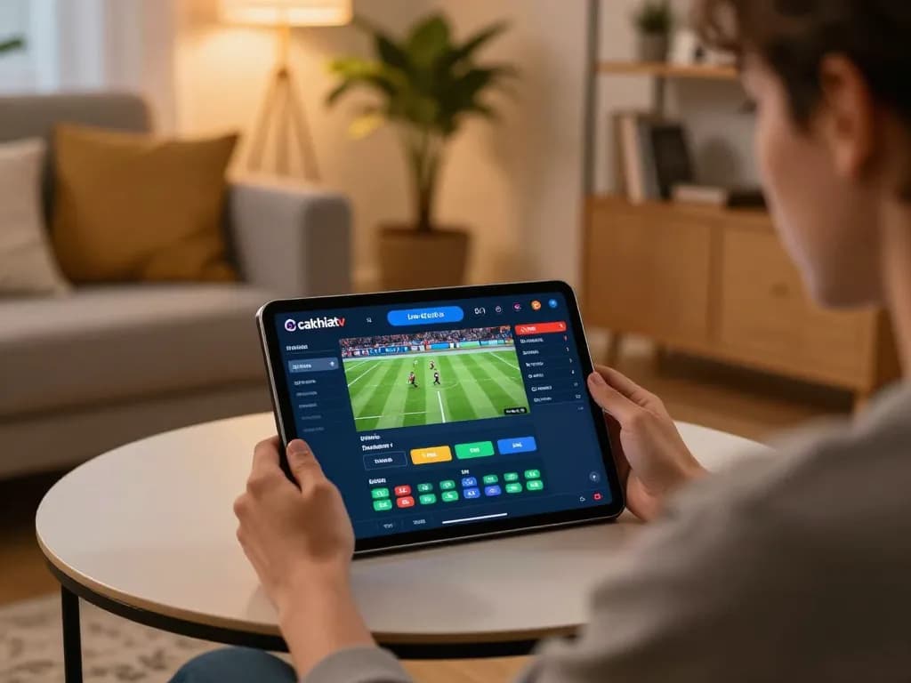 Engaging on cakhiatv sports betting app, dynamic live score updates and strategic betting notes.