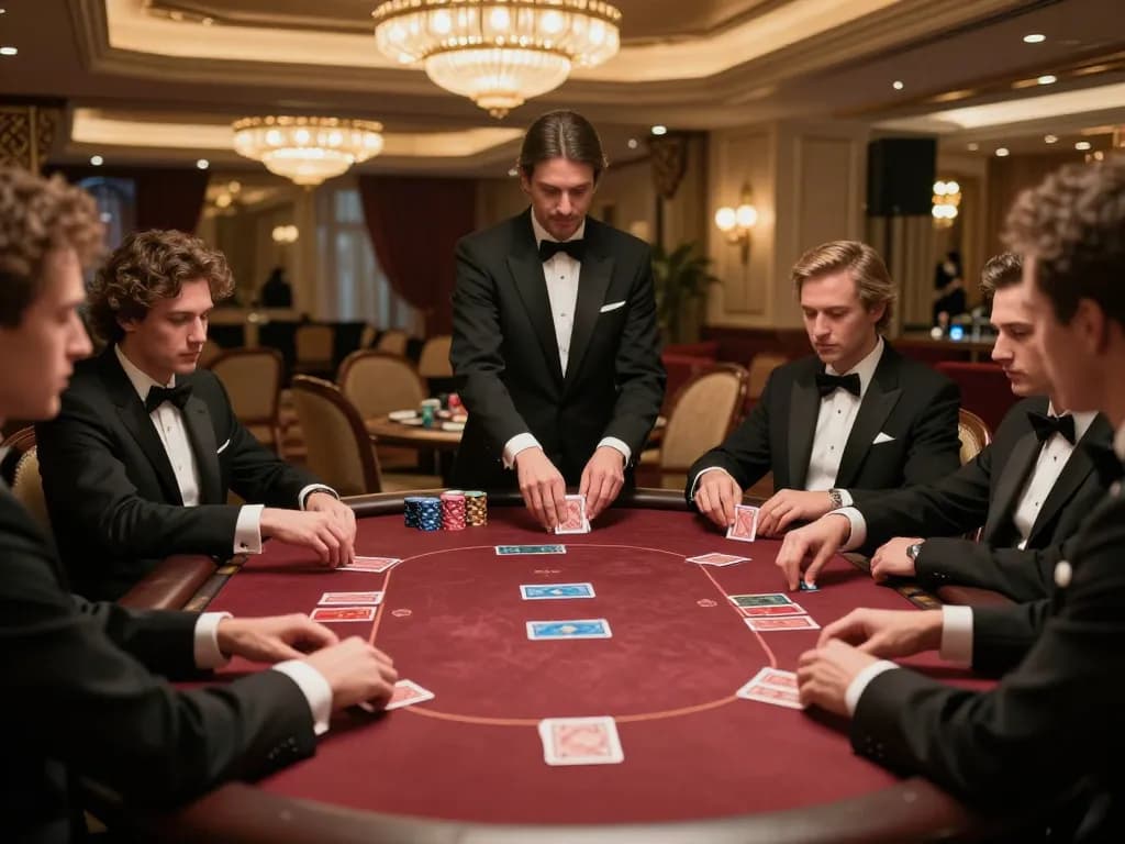 SC88 players strategizing at an upscale poker table with elegant decor and dynamic gameplay.
