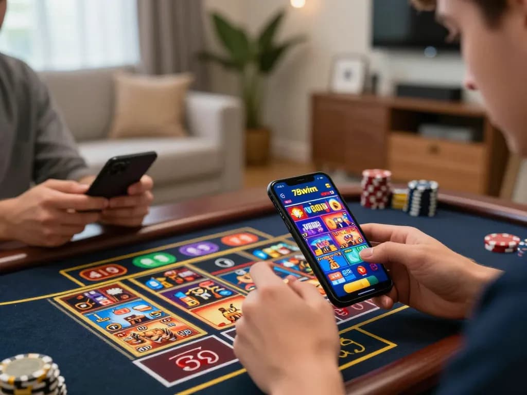 Engaging gameplay on the 78winvina app with players placing bets strategically from home.