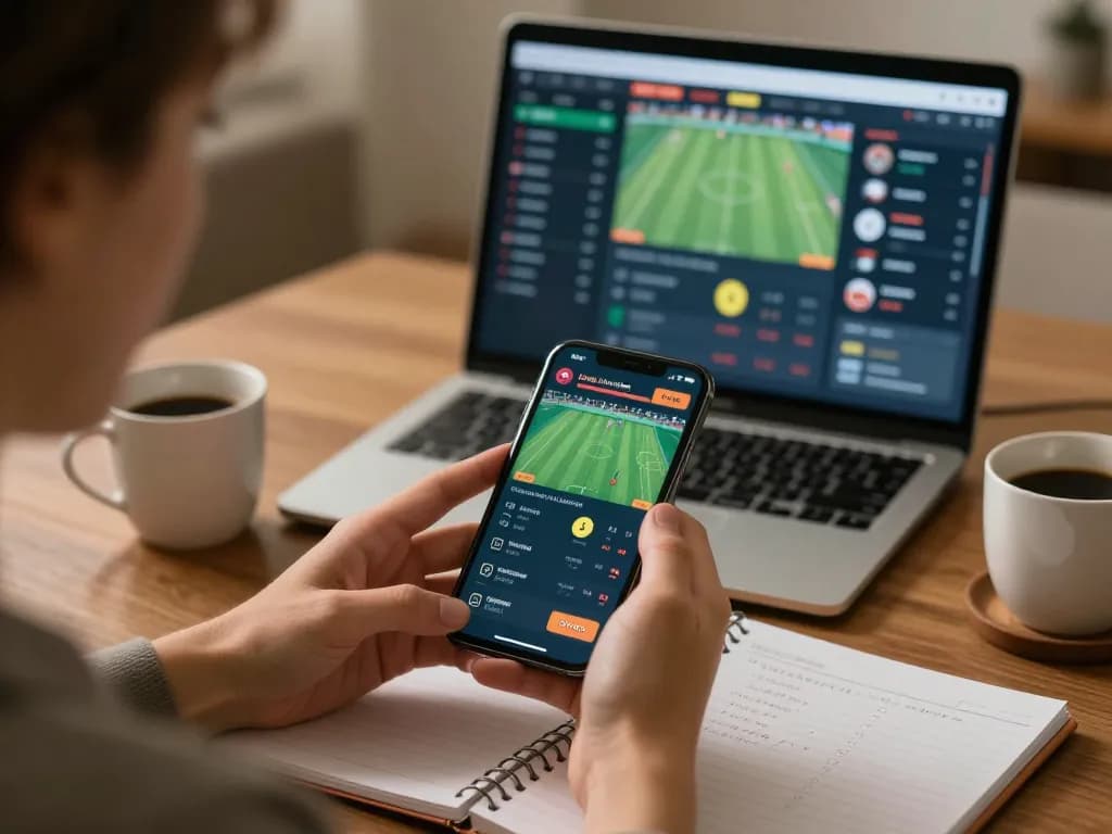 uu88 player placing live bets on mobile while analyzing odds with a laptop