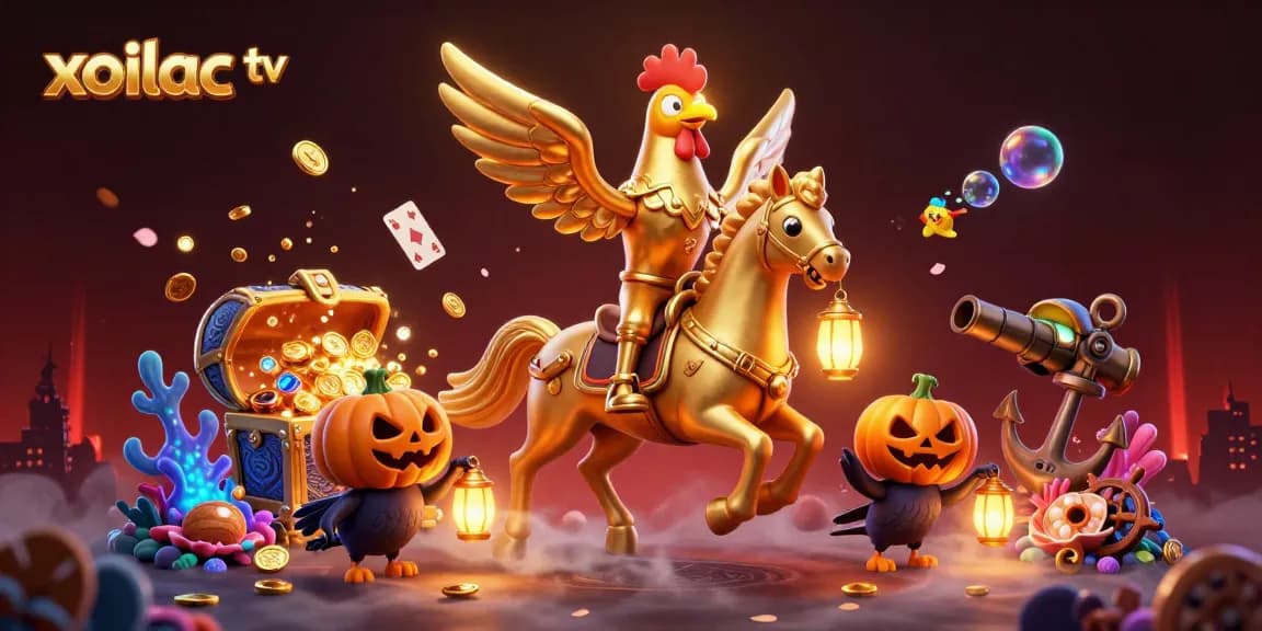Experience thrilling action with xoilac tv featuring a golden rooster in a vibrant midnight casino scene.