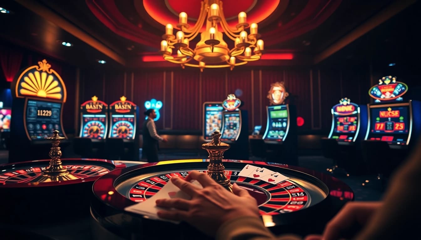 Lô đề online betting excitement captured in a vibrant and luxurious casino scene.