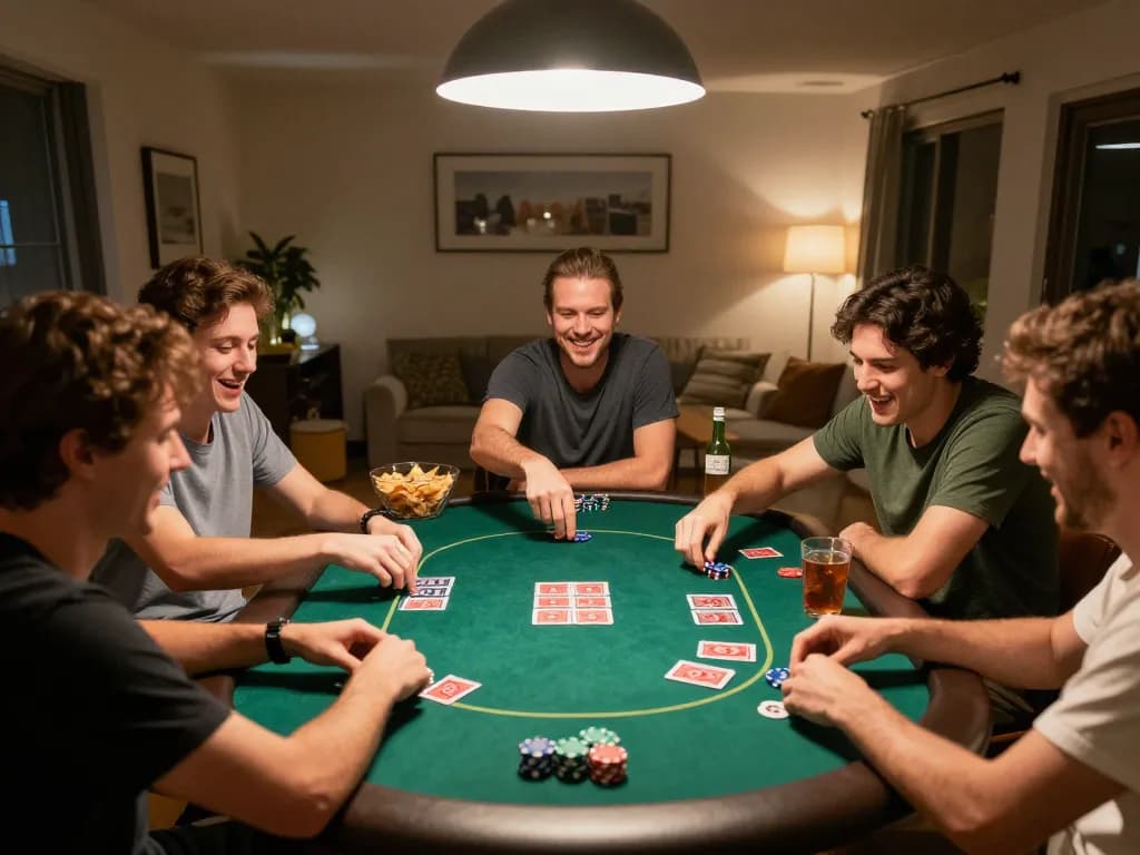 Players enjoying poker at home while engaging with the 4444WIN gaming experience in a cozy environment