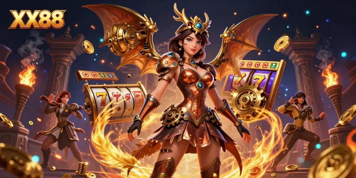 Experience excitement and rewards with XX88 in this vibrant casino illustration.