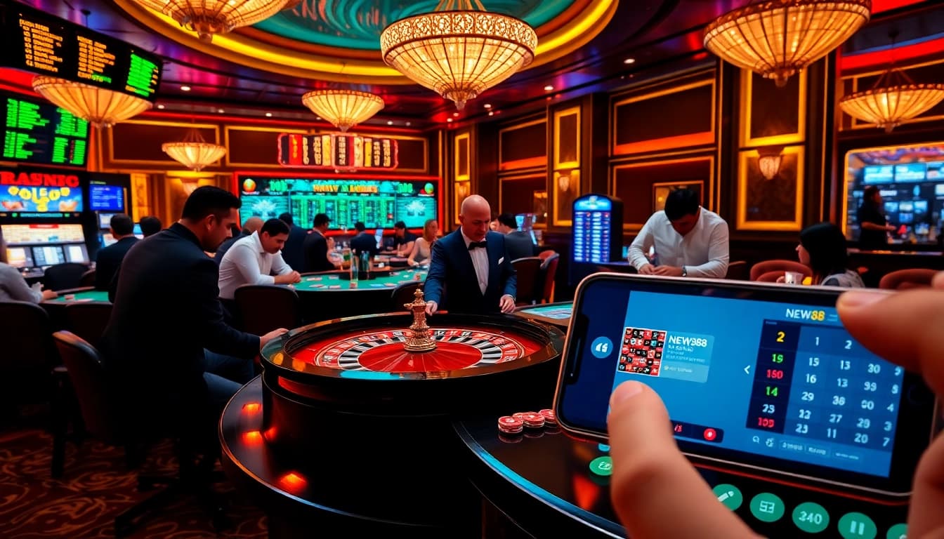 Experience thrilling gaming action at NEW88 with vibrant casino tables and professional dealers.