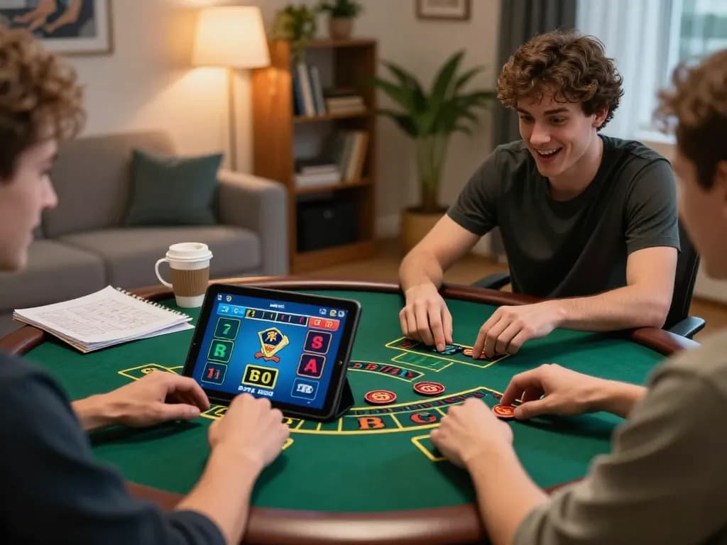 uu88 player engaging in live dealer baccarat on tablet in cozy home setting