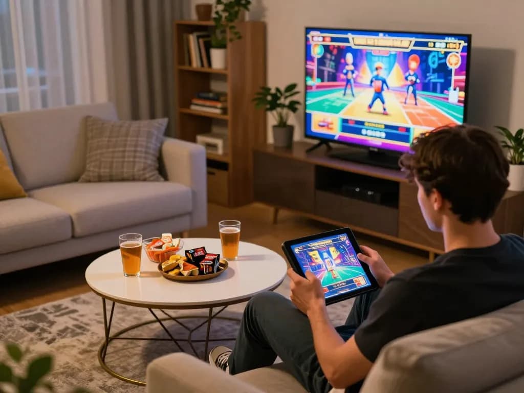 Engaging in thrilling slot gameplay on HELLO88's online platform at home with vibrant visuals