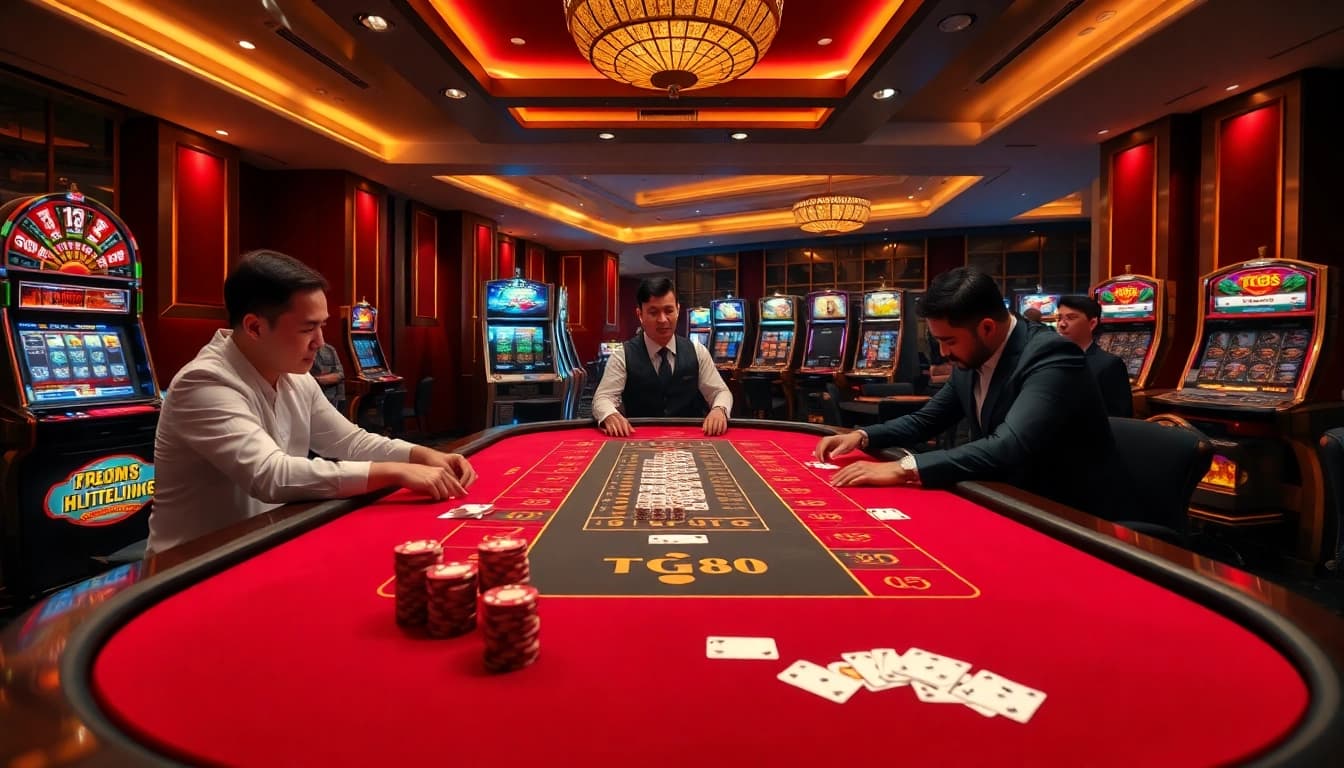 Players experiencing thrilling action at the TG88 gaming table in a luxurious casino atmosphere.