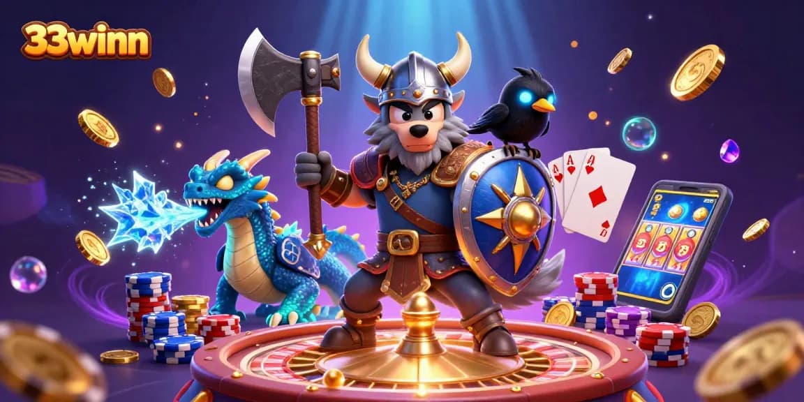 Experience thrilling gameplay with 33winn - a vibrant 3D casino scene filled with exciting gaming elements.