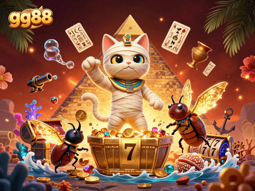 Experience thrilling jackpots at GG88's vibrant casino games with unique characters and engaging elements.