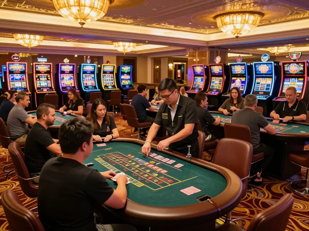 Players engaged at the gaming tables, experiencing the thrill of betting at 88club casino.