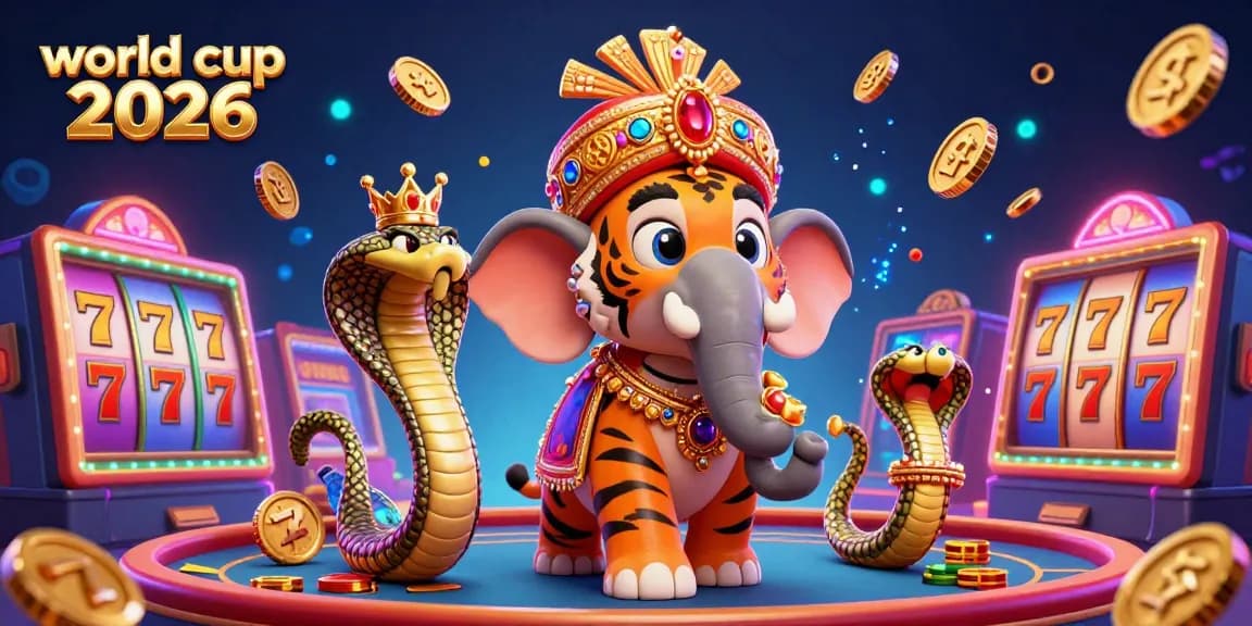 Join the excitement of world cup 2026 with vibrant slot games featuring a 3D tiger and elephant.