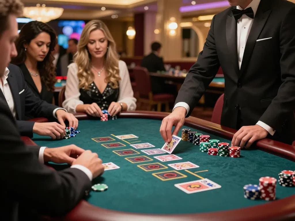 Players engaged in high-stakes gameplay at SC88 blackjack table in a luxurious casino