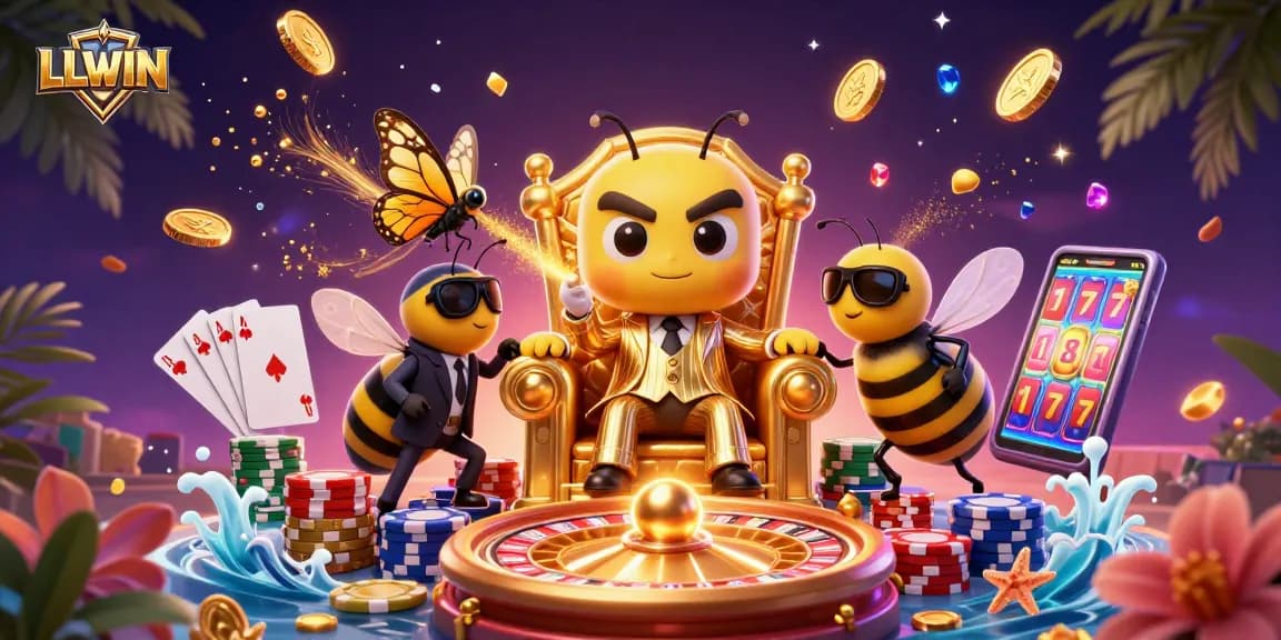 Experience the excitement of LLWIN with dynamic gambling action featuring cartoon characters and casino elements.